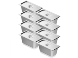 Juego de 8 bandejas de acero inoxidable GN 1/3 con tapa para cocina profesional Tekmaquinas