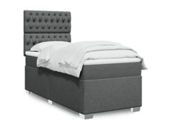 Cama Box Spring Con Colchón Tela Gris Oscuro 100x200 Cm