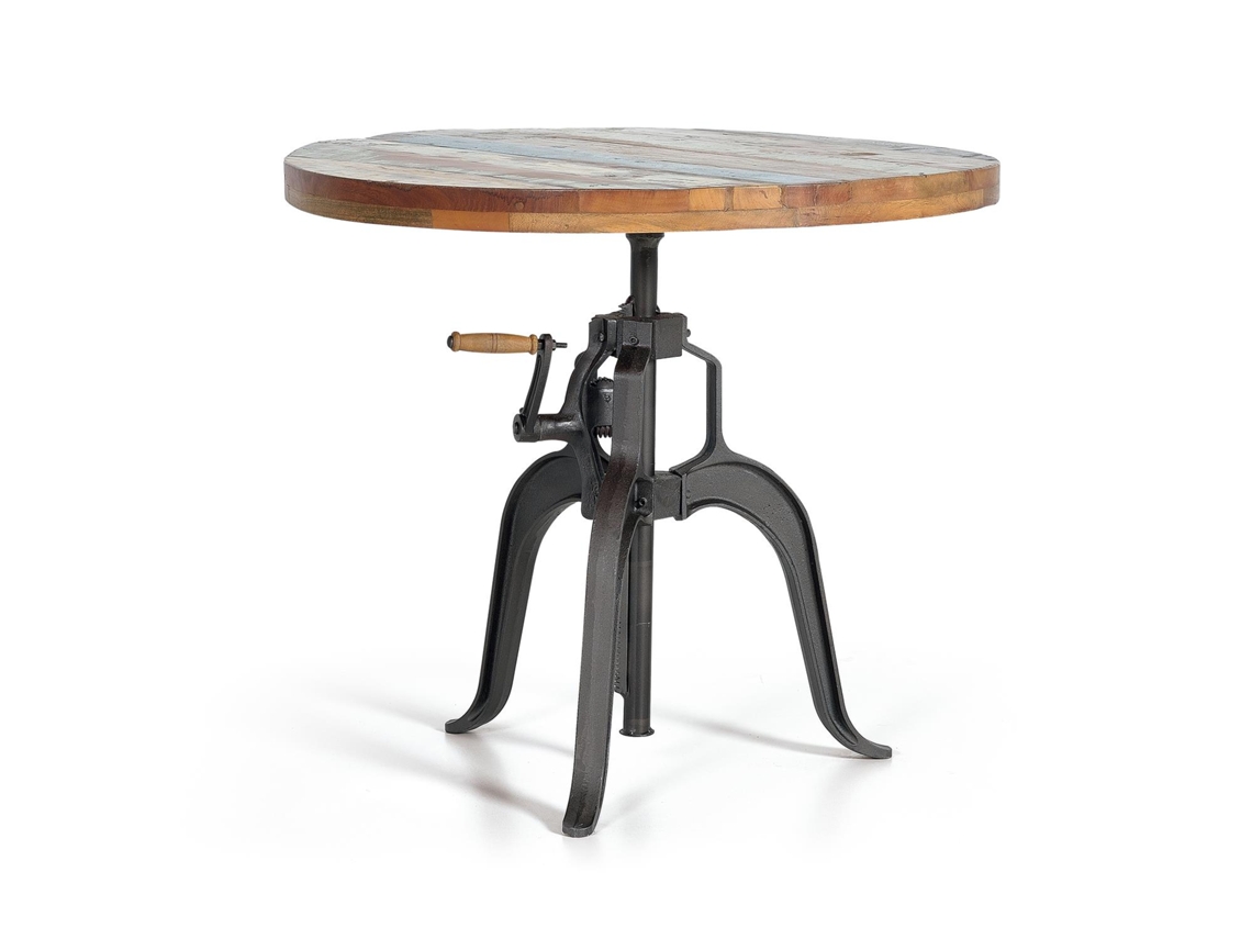Mesa de Comedor en Madera de Acacia Natural con Patas de Metal Negro 75/10X90X90 GINER Y COLOMER