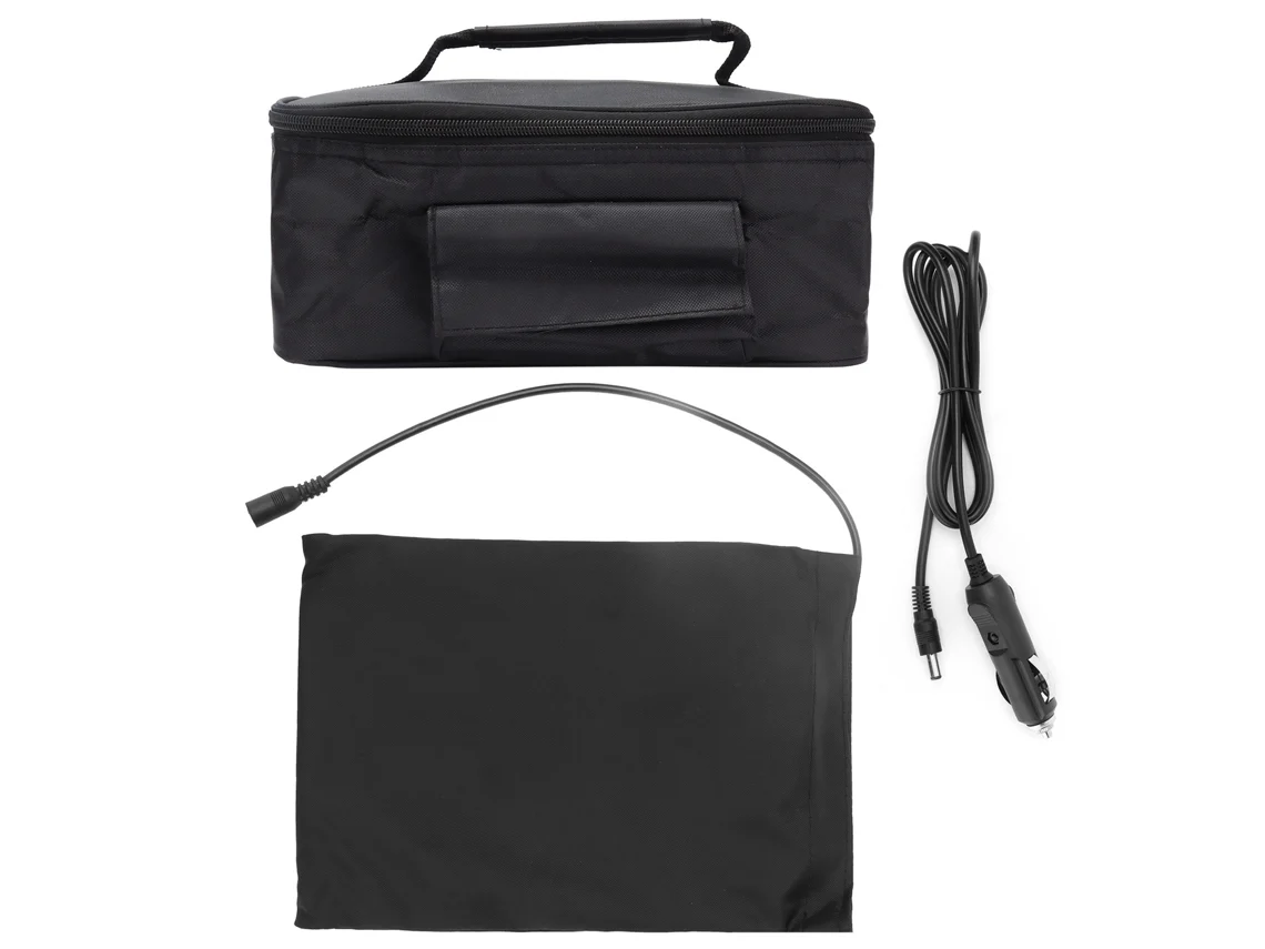 TRUYUETY Horno microondas portátil 12 V Mini coche eléctrico Calentamiento rápido Caja de picnic para viajes Camping Cocina Alimentos Negro