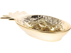 Bandeja De Armazenamento Em Cerâmica Estilo Escandinavo Com Design De Abacaxi Dourado, Bandeja Criativa Antiderrapante Para Petiscos.