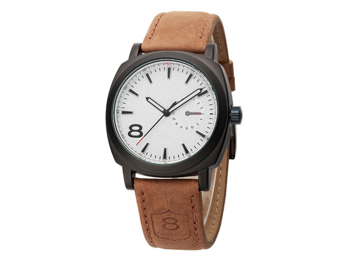 Reloj Quartz Hombre Impermeable Moda Pulsera Metal Ajustable Blanco