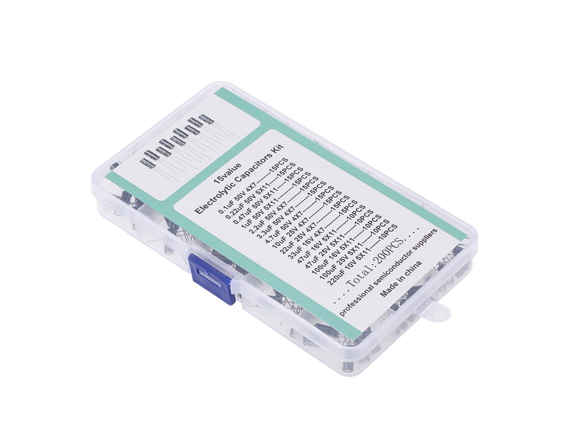 Omni-kit De 200 Piezas De Condensadores Electrolíticos 15 Valores Con Caja