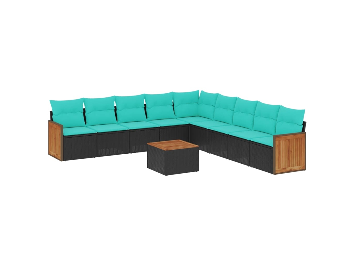 Maison Exclusive - Conjunto De Sofá De Jardín De 10 Piezas Con Cojines, De Poliratán Negro