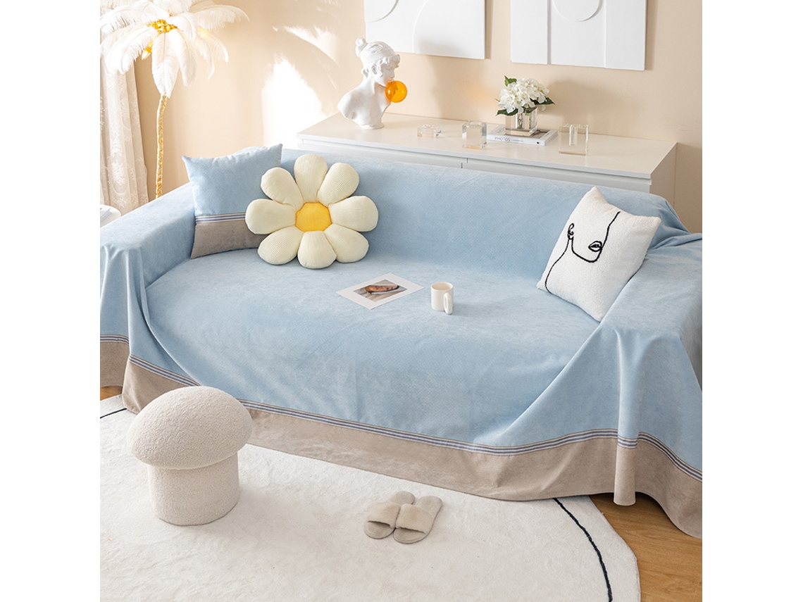 Funda de asiento de sofá antideslizante Protector de cojín de sofá -Gris azul-200x180CM LUUCOZK