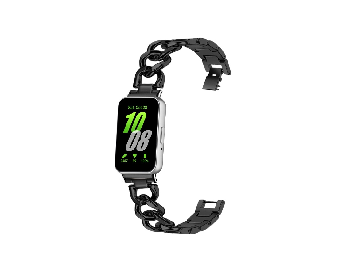 Compatible con la pulsera de cadena metálica Samsung Galaxy Fit3. Yunzii negro.