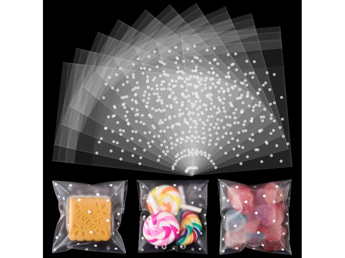 2026da-200 Bolsas Autoadhesivas De Puntos Para Galletas Transparentes 5.5x5.5 Cm