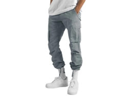 Pantalones Cargo Casuales De Pierna Recta Para Hombre Con Cordón Ajustable Y Bolsillos Grandes, Gris, Talla S