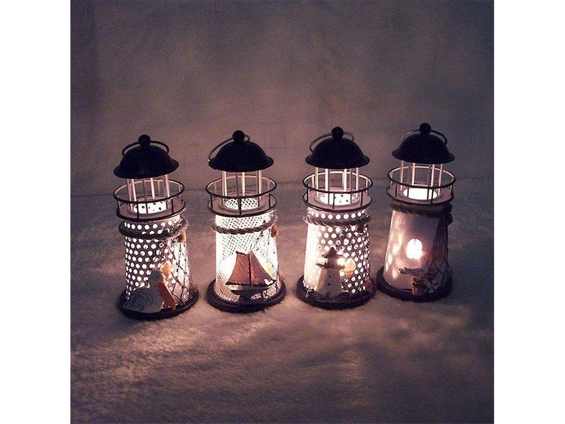 Portavelas De Hierro Con Forma De Faro, 14 Cm, Decoración Náutica, Ancla De Playa, Boda