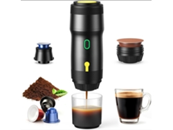Cafetera portátil 3 en 1 con cápsulas de polvo concentrado, calentable, eléctrica, para uso doméstico y automotriz, color negro Cuich