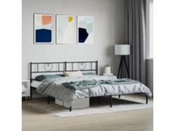 Estructura Cama Sin Colchón Con Cabecero Metal Negro 180x200 Cm