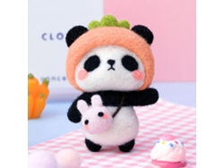 Kit de fieltro con aguja para principiantes. Colgante de lana DIY con forma de pequeño panda de dibujos animados, estilo básico. (Sin marca)