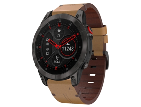 Correa de Reloj Inteligente para Garmin EPIX Gen 2 Correa de Cuero de 22 mm con Hebilla de Acero (Marrón Claro)