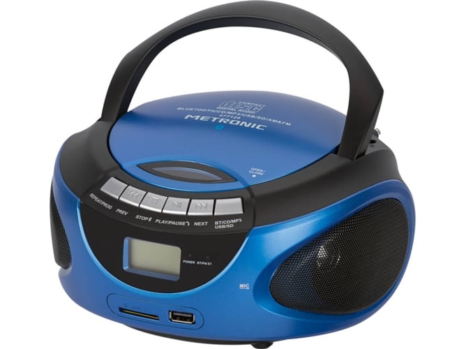 Radio Boombox c/ Lector CD METRONIC 477129 (Azul - Analógico - FM/MW/SW - Pilas)