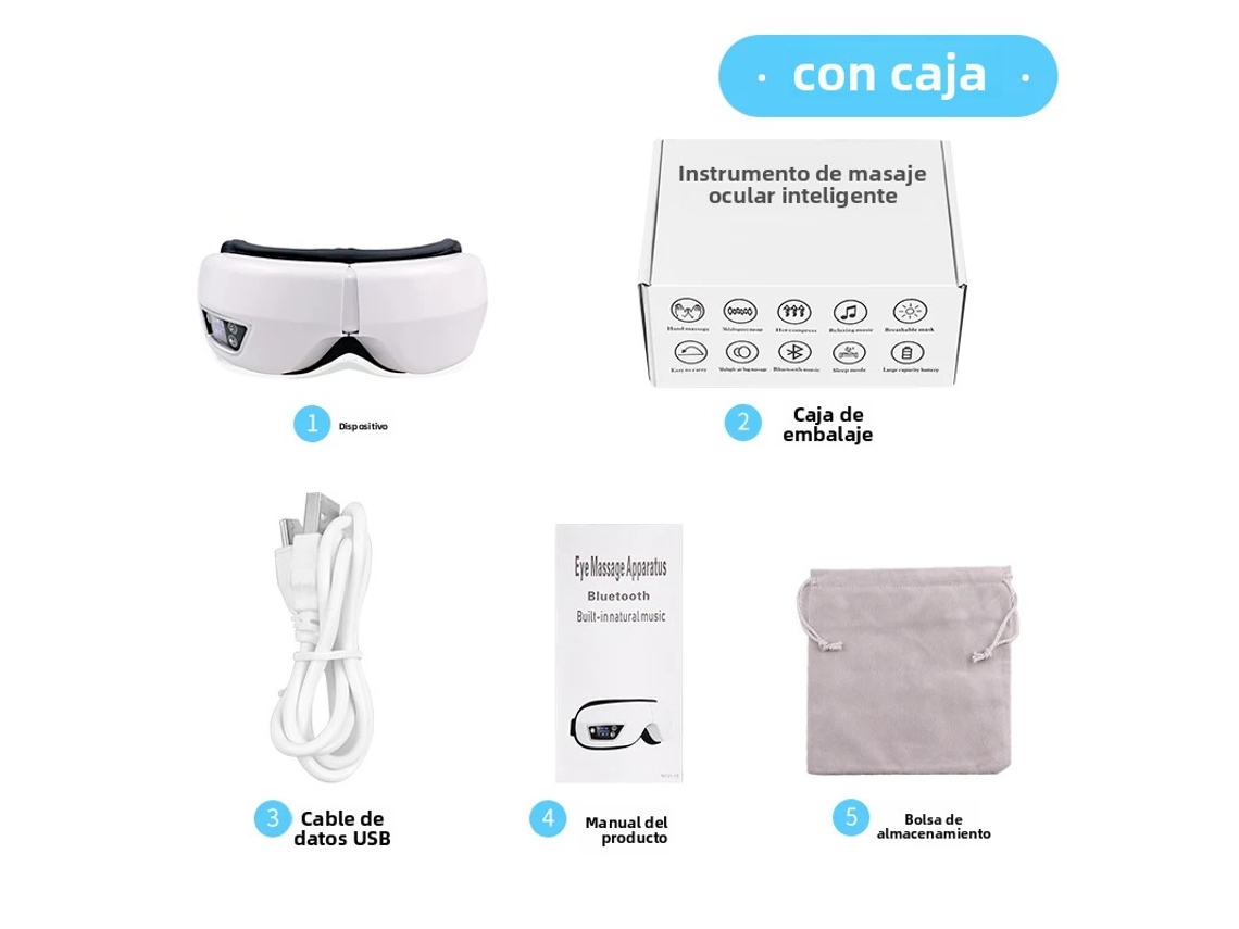 (sin Caja) Masajeador De Ojos Inteligente 6d, Funciones De Vibración Y Airbag, Bluetooth, Reproducción De Música