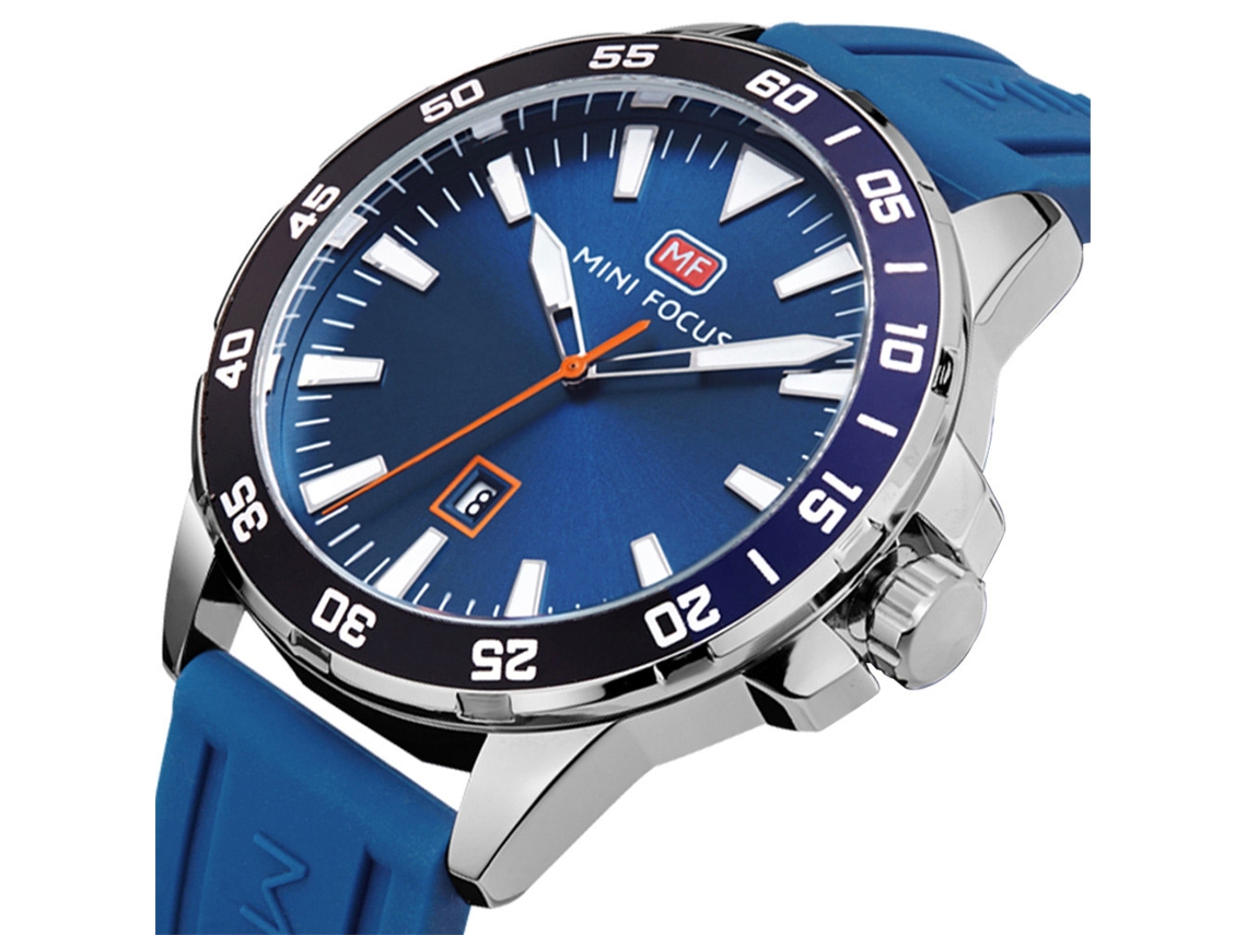 Reloj Deportivo Hombre De Cuarzo Con Correa De Silicona Impermeable Mini Focus Azul