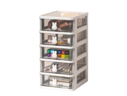 Caja Organizadora De Escritorio De Plástico Transparente Con 5 Cajones Conejo, 13.4x17x26cm