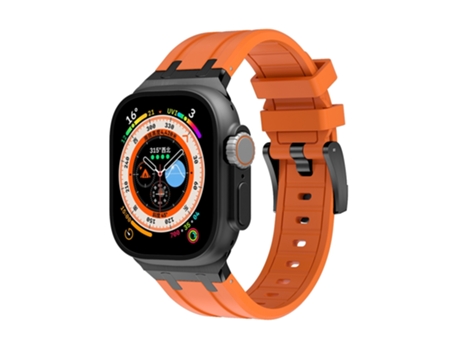 Correa de reloj de silicona AP para Apple Watch Ultra 49 mm (negro naranja)