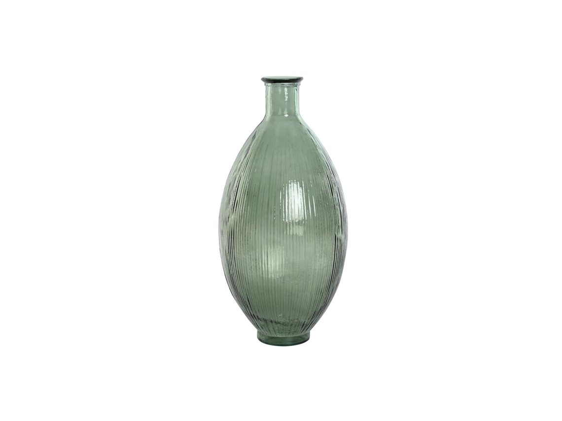 Jarrón de vidrio reciclado con rayas verdes, 30x30x59cm ALEXANDRA HOUSE LIVING