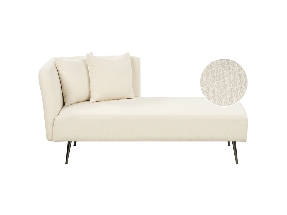 Chaise longue izquierdo BELIANI Riom de Bouclé Blanco 156x77x75