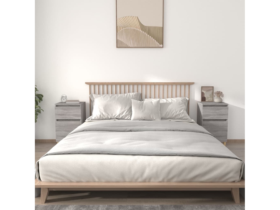 Mesitas de Noche LOVELY HOME Mesinha 2 Pcs 40X35X70 Cm Cinzento Sonoma