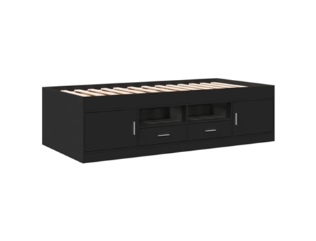Tumbona con cajones madera de ingeniería negro VIDAXL (90 x 200 cm)