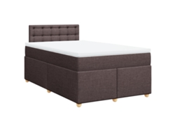 Maison Exclusive - Cama Box Spring Con Colchón Tela Marrón Oscuro 120x200 Cm