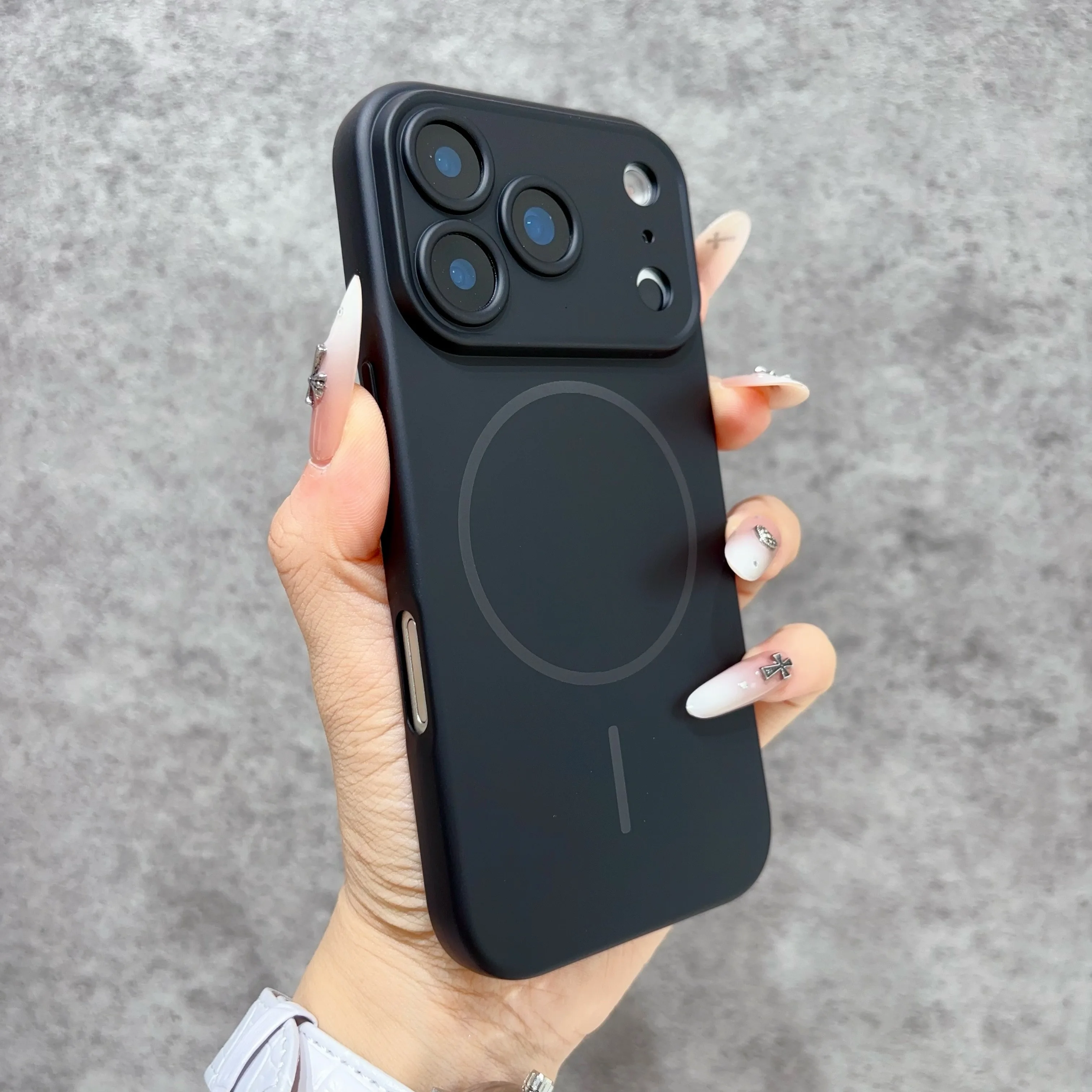 (iphone 14 Pro Negro) Funda Protectora Magnética Con Carga Inalámbrica Y Cubierta Para La Lente