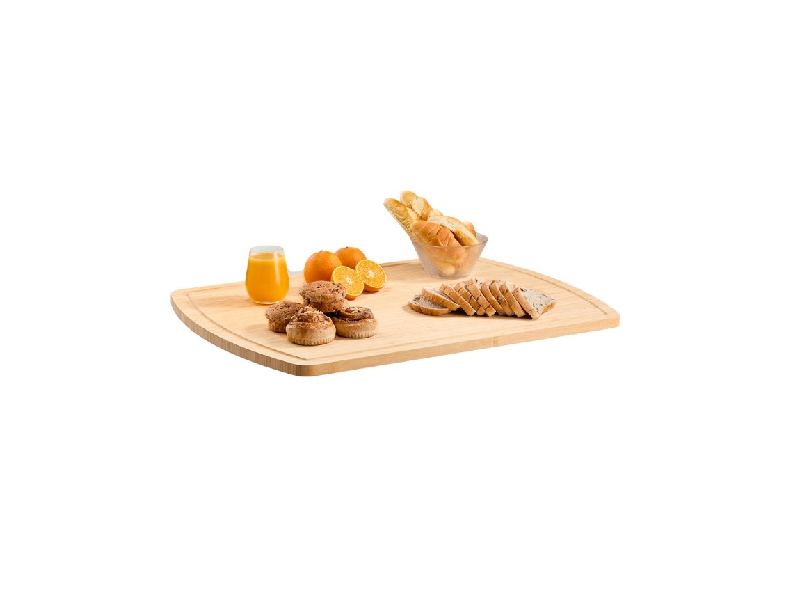 Tabla de cortar de bambú multifuncional Tekmaquinas con funda de 76 x 56 cm para cocinas compactas