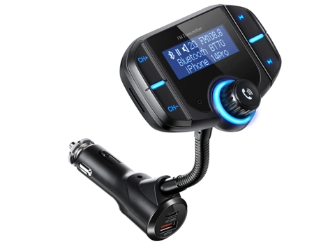 Transmisor Fm Compatible Con Bluetooth 5.1, Pd3.0 Tipo C 20W+Qc3.0 Cargador Rápido, Reproductor De Música Compatible Con Tarjeta Tf, Puerto Auxilia...