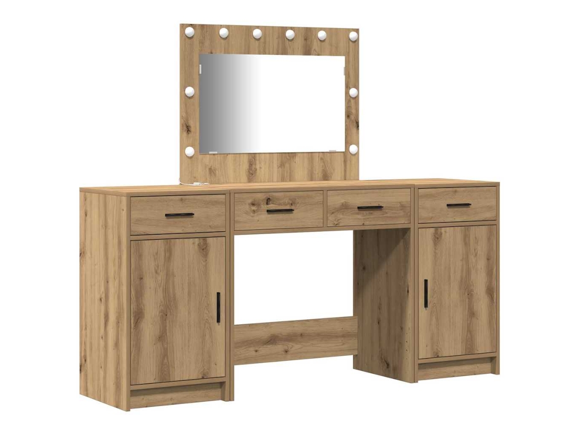 Mesa Tocador | Mesa De Vestidor Con Cajón 3 Uds Marrón Madera De Ingeniería
