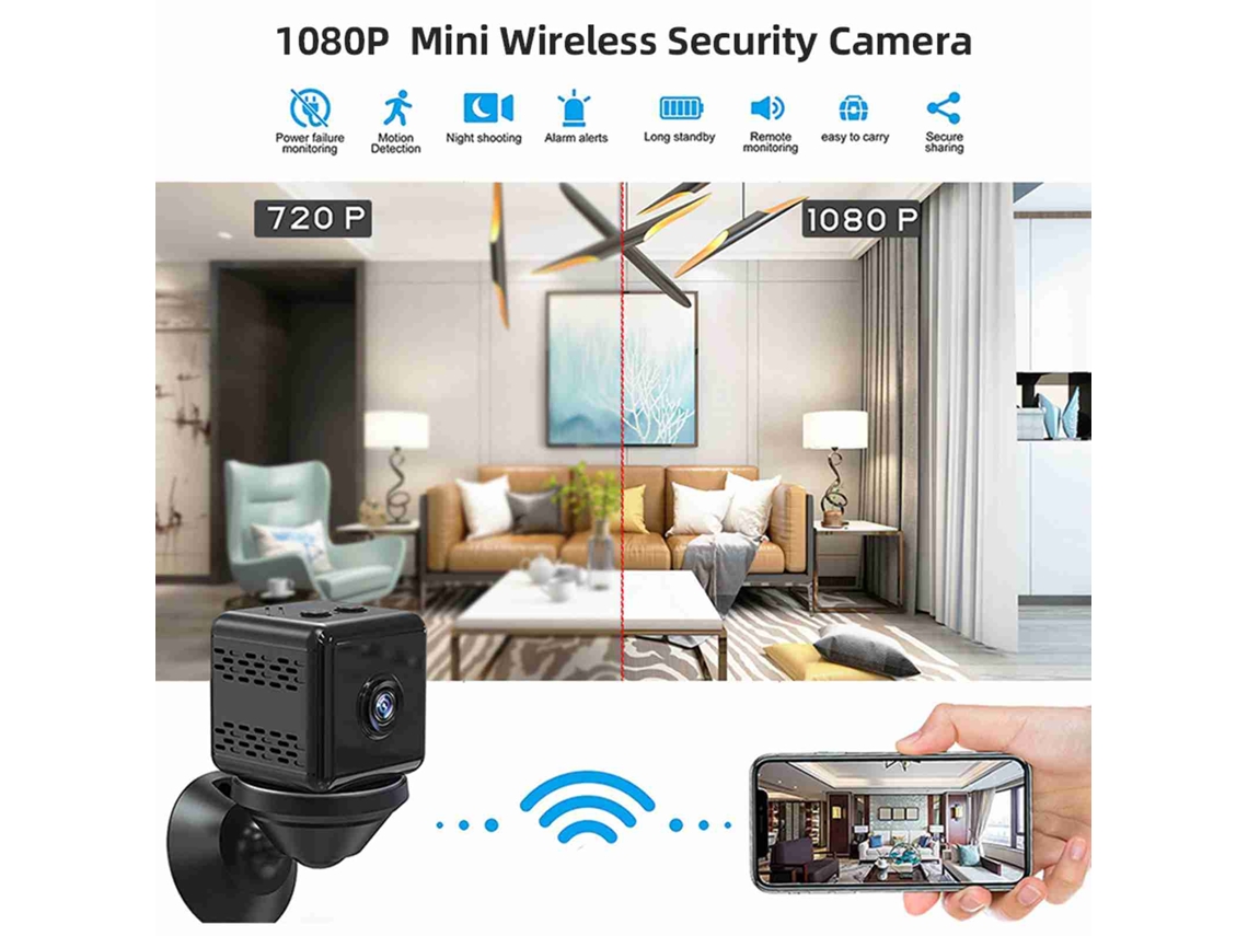 Cámara De Seguridad Inalámbrica Wifi Interior Con Visión Nocturna Infrarroja Y Detección De Movimiento Para El Hogar