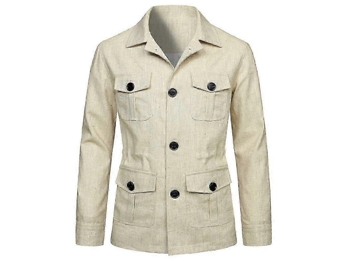 Chaqueta Safari De Lino Estilo Retro Para Hombre, Gentry Casual Outdoor Clothing, Primavera Y Otoño.