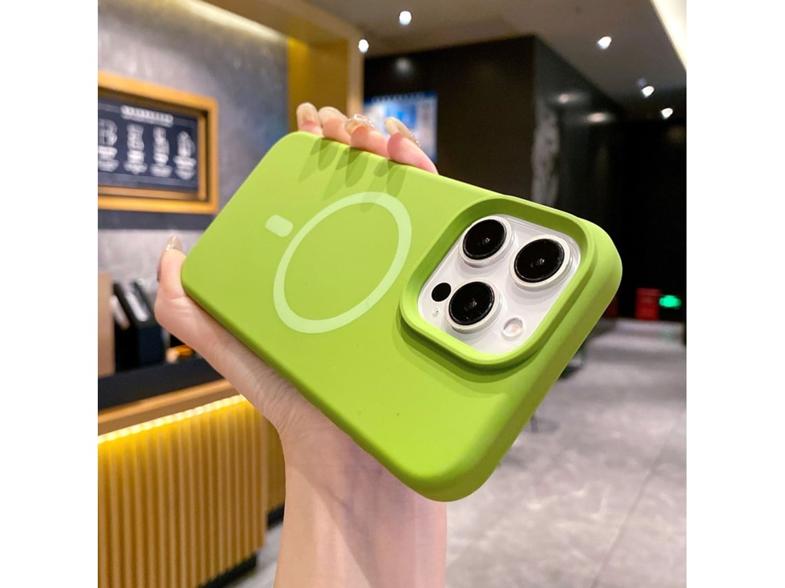 (amarillo Verdoso, Iphone 15 Pro) Funda De Silicona Líquida Para Iphone, Con Fuerte Fijación Magnética.