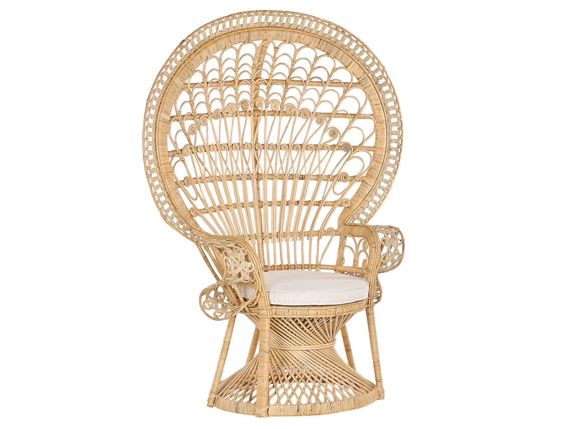 Silla de jardín BELIANI Emmanuelle de Ratán Natural 120x50x150
