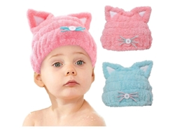 Juego De Toallas De Secado Rápido De 2 Piezas Para Niños Con Diseño De Gato, Azul Y Rosa.