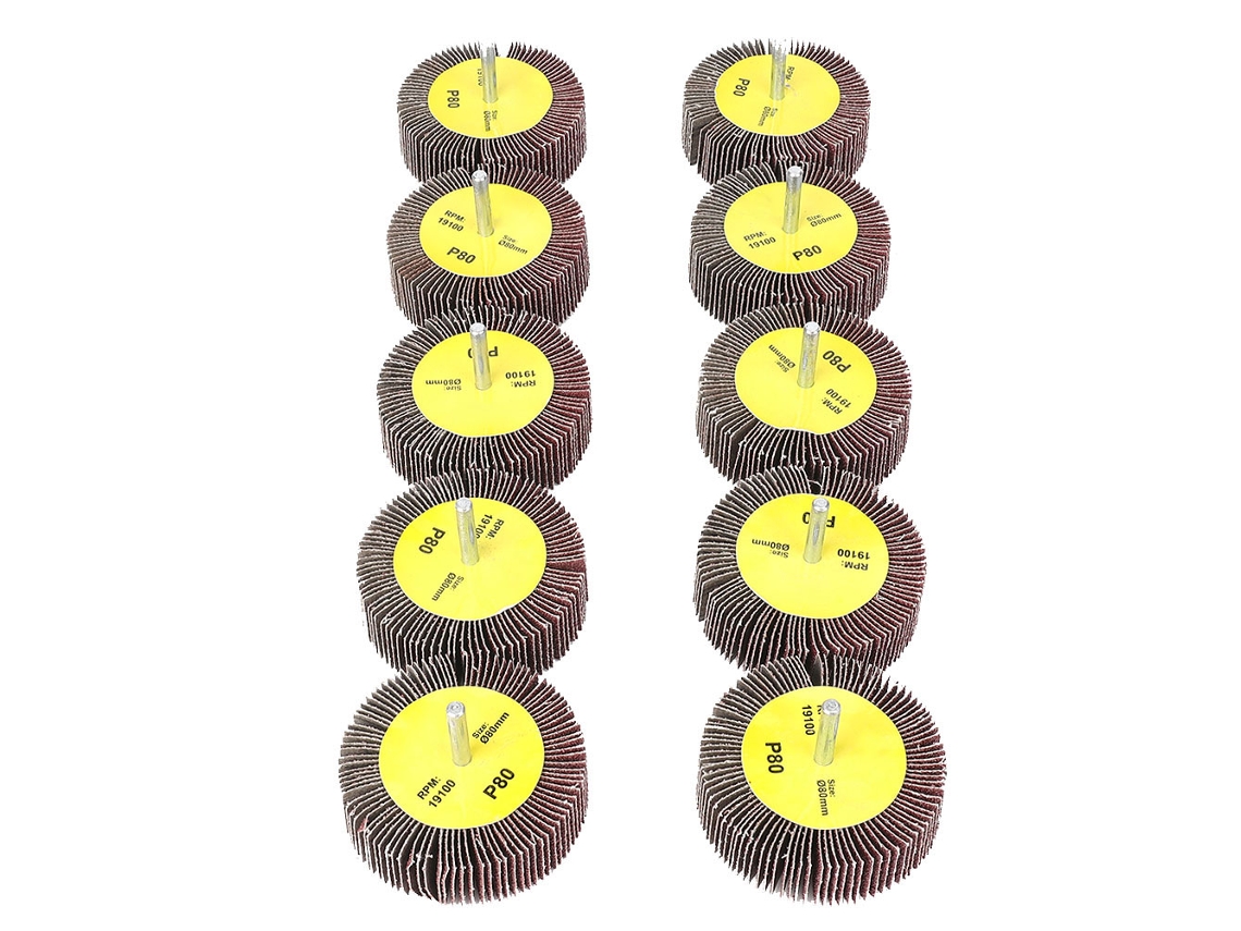 10 Discos De Lijado De Láminas De 80x25 Mm Con Mandril De 6 Mm Para Pulir Y Lijar.