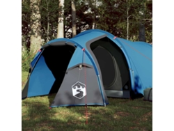 Tienda de campaña tipo túnel impermeable azul para 2 personas.
