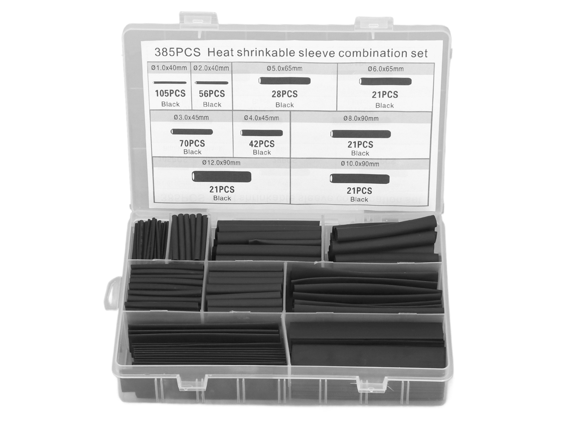 Kit De 385 Piezas De Tubos Termorretráctiles, Aislamiento Eléctrico Ignífugo Para Cables.