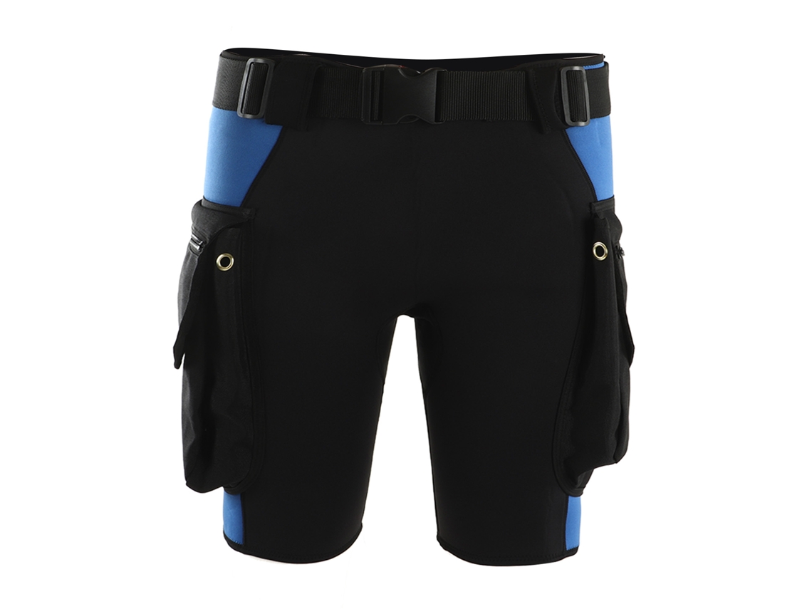 Pantalones cortos para natación, snorkel y buceo con bolsillos y orificios de drenaje de acero inoxidable. Pantalones cortos para surf y buceo.