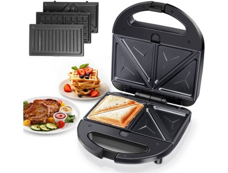 Sandwichera Aigostar 300002ogq 750 w 3 en 1 grill gofres y 750w robin placas antiadherentes termostato hasta 215ºc almacenamiento vertical