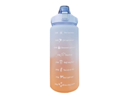 Botella De Agua Opaca Con Degradado Azul Claro, Apertura Con Un Solo Clic, Pajita Antigoteo, Diseño Deportivo Con Asa, Escala Clara, 2000 Ml.