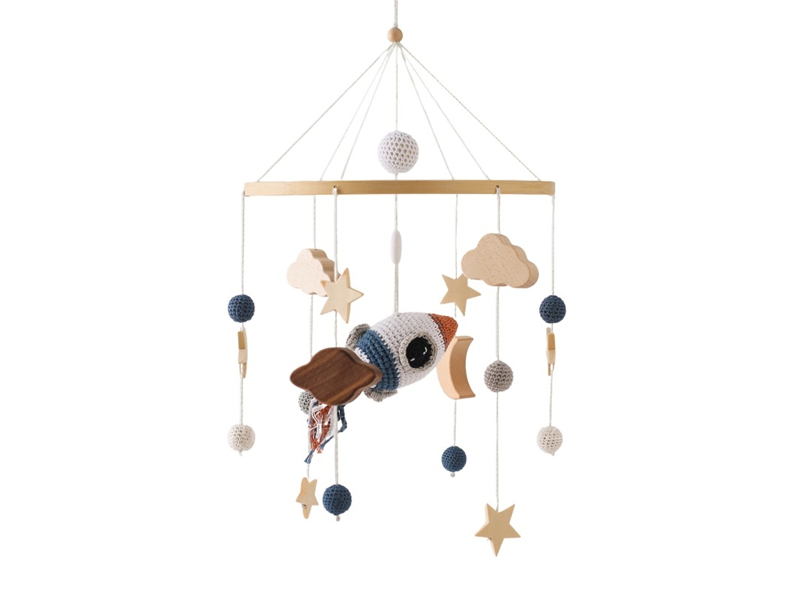 Cuna de madera estilo estrella, cuna con campana, cama Cuich