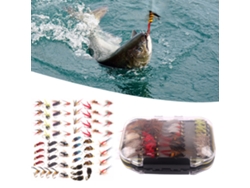 Kit De 64 Moscas Para Pesca Con Mosca, Lures Artificiales, Anzuelos Y Caja Para Trout Y Pesca Fly