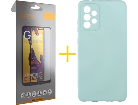 Carcasa y Protector de Pantalla de Vidrio Full Samsung A52 5G ACCETEL Silicona Líquida Verde