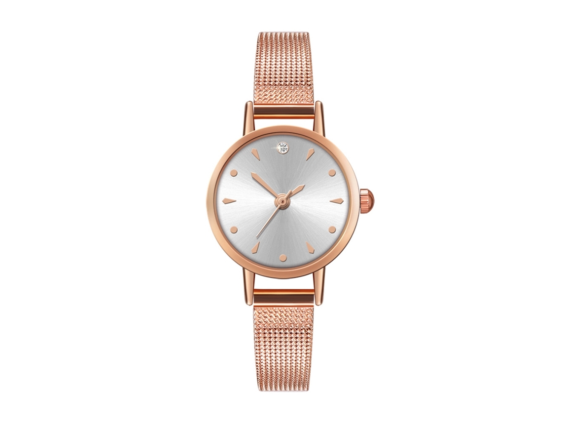 Reloj De Pulsera Sencillo E Informal Con Correa De Malla, De Cuarzo Blanco, E18-w