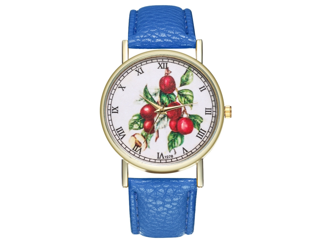 Reloj De Muñeca Unisex Zhoulianfa Plum Print Dial Redondo Analógico Cuarzo Azul Real