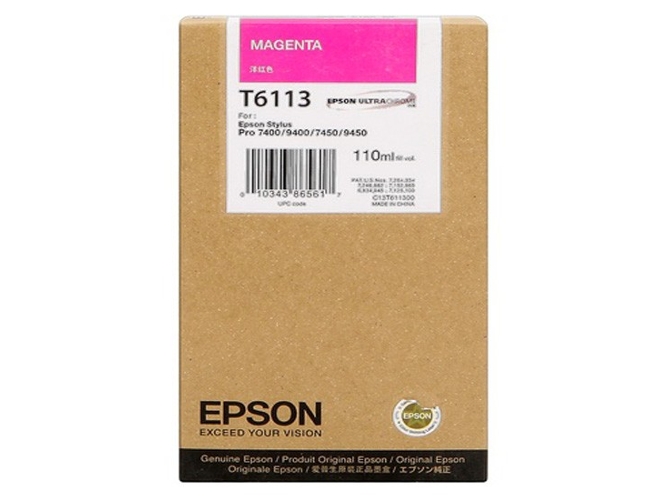 Cartucho de tinta original EPSON, T6113 110 ml , Magenta, C13T611300