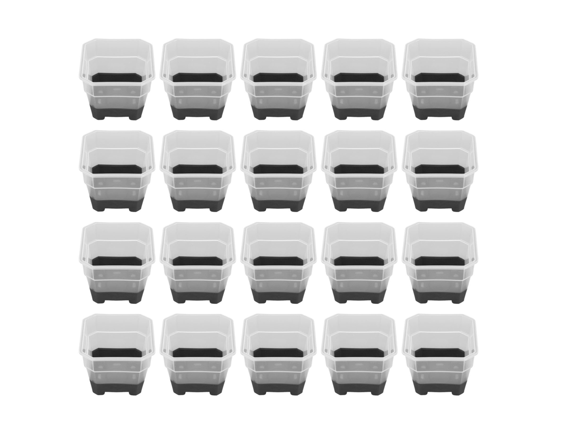 20 Macetas Reutilizables De Silicona Para Semilleros, Color Negro Transparente, Forma Cuadrada.