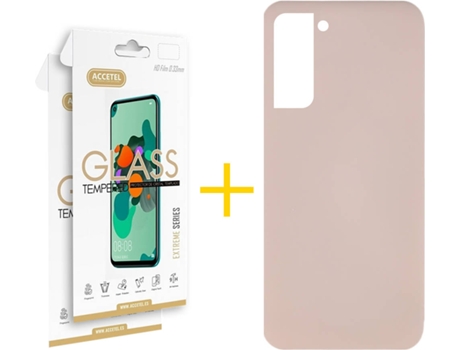 Carcasa + 2 Protectores de Pantalla para Samsung Galaxy S22 Plus 5G ACCETEL Rosa Pastel